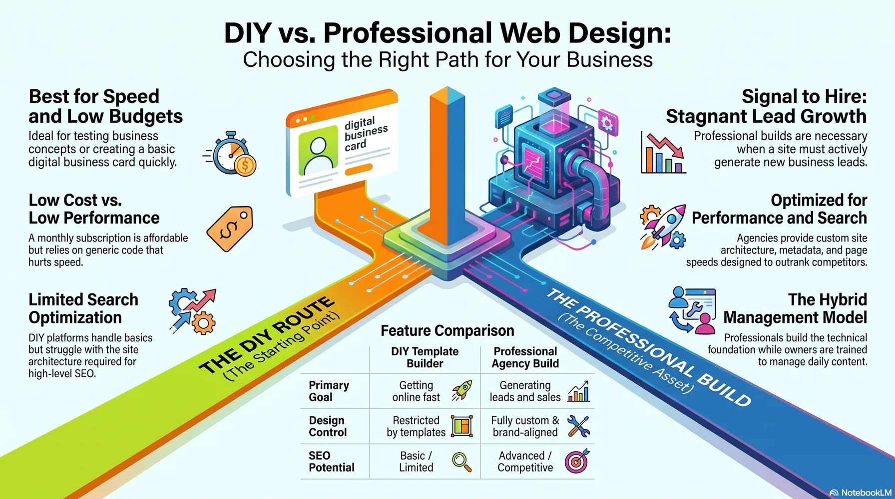 DIY vs Professional Web Design — comparison infographic